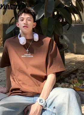 100%纯棉美式复古hiphop嘻哈短袖t恤男女ins宽松国潮半袖上衣中袖