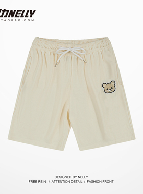 夏季薄款华夫格短裤男女潮流宽松直筒中裤美式运动休闲五分裤子潮