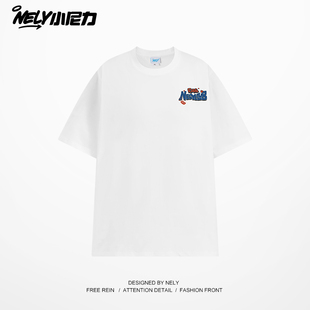 宽松半袖 纯棉短袖 百搭白色体恤港风情侣款 ins夏季 上衣服潮 t恤男士