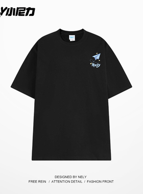 小尼力ins新款短袖t恤oversize男女潮流青少年纯棉印花T时尚男装