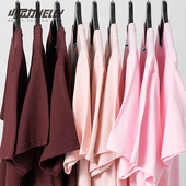 中袖 红色系列OVERSIZE日系 半袖 宽松t恤潮简约百搭情侣款 男女短袖