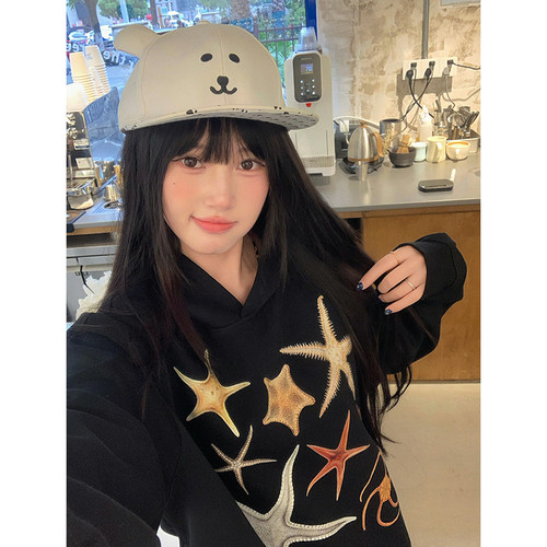 小尼力海星印花连帽卫衣