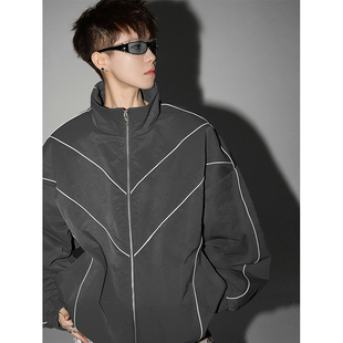 翻领加厚外套 美式 小尼力ins嘻哈加绒保暖工装 休闲夹克男秋冬季