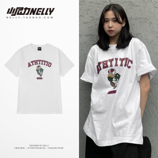 潮牌韩版 春秋国潮大码 夏季 纯棉情侣装 宽松潮流短袖 男装 T恤男短袖