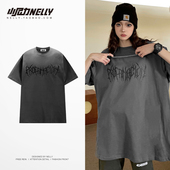 印花短袖 t恤男夏季 潮牌宽松圆领半袖 重磅美式 帅气嘻哈高街体恤衫