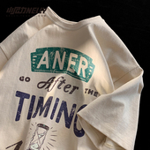 半袖 美式 220g重磅oversize潮牌高克重t恤纯棉衣服 男夏季 复古短袖