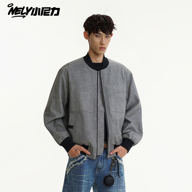 ins美式复古bomber立领飞行员夹克男女boxy短款巴恩风工装外套,男装,夹克,淘宝优惠券,粉丝福利购,淘宝优惠卷