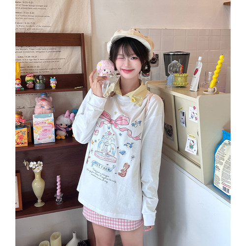 小尼力复古蝴蝶结长袖T恤