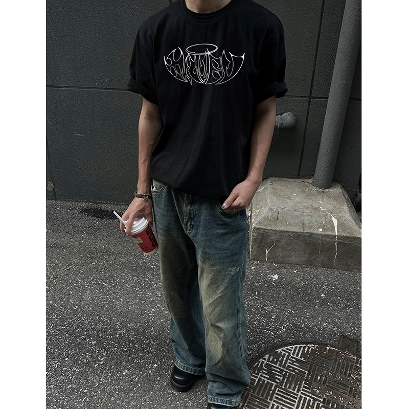 ins超火纯棉短袖T恤男女夏韩版创意印花半袖体恤宽松chic港风上衣,男装,T恤,淘宝优惠券,粉丝福利购,淘宝优惠卷