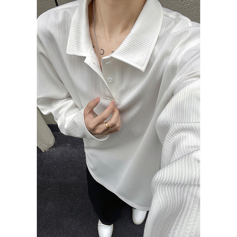 白色polo衫长袖t恤男款秋冬季宽松潮牌百搭打底衫翻领潮流上衣服,男装,T恤,淘宝优惠券,粉丝福利购,淘宝优惠卷