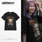 上衣港风潮牌体恤衫 美式 百搭宽松潮流半袖 夏季 街头嘻哈t恤男短袖