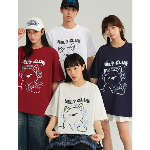 国潮宽松短袖t恤潮牌小熊印花