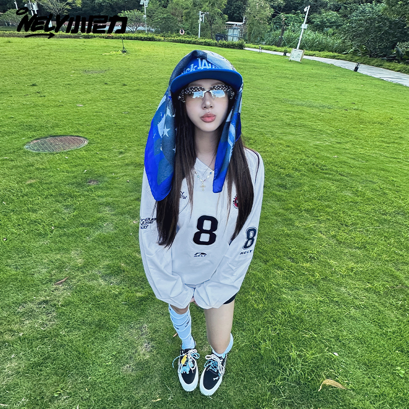 潮牌球衣长袖T恤打底衫