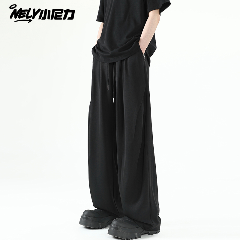 痞帅垂感褶皱休闲裤cleanfit