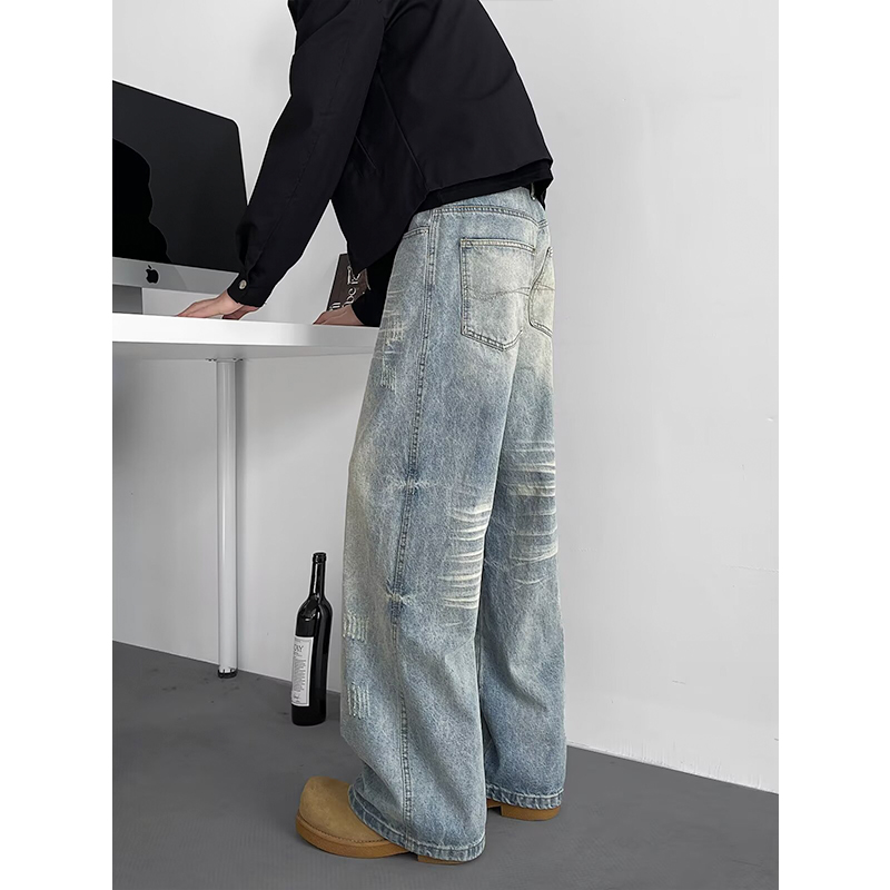 小尼力潮牌牛仔水洗长裤