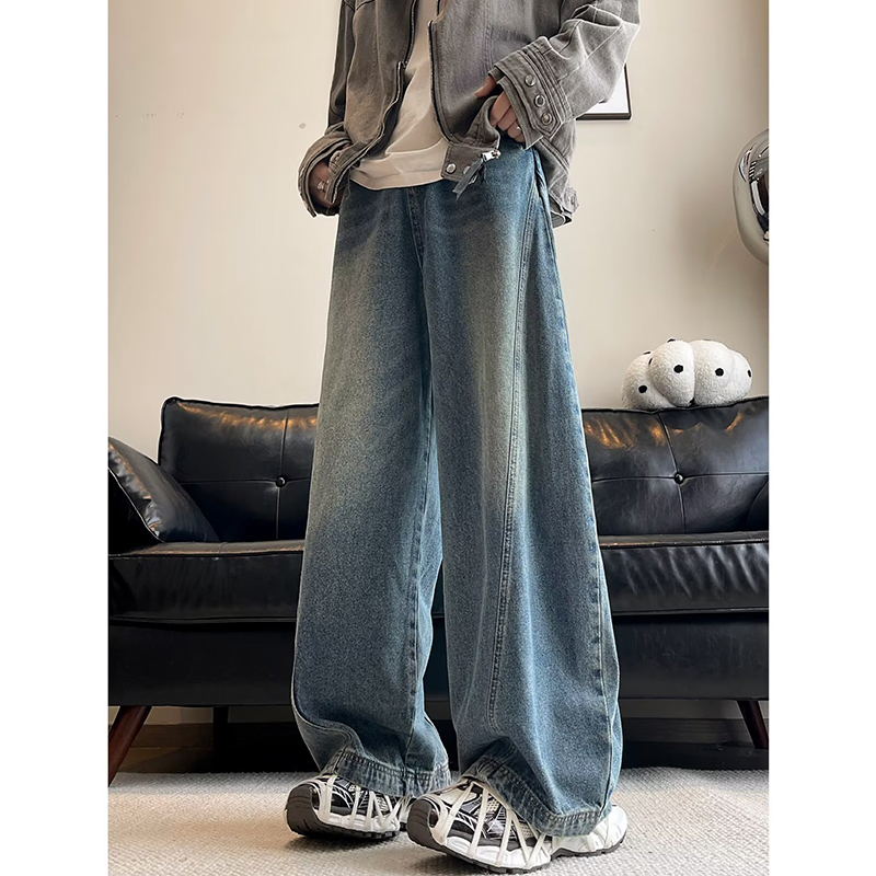 小尼力复古潮牌牛仔长裤