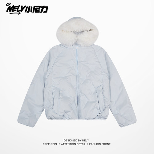 小尼力复古潮流毛领羽绒服