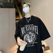 潮牌纯棉圆领五分袖 2026新款 大码 宽松美式 重磅短袖 t恤男女夏季