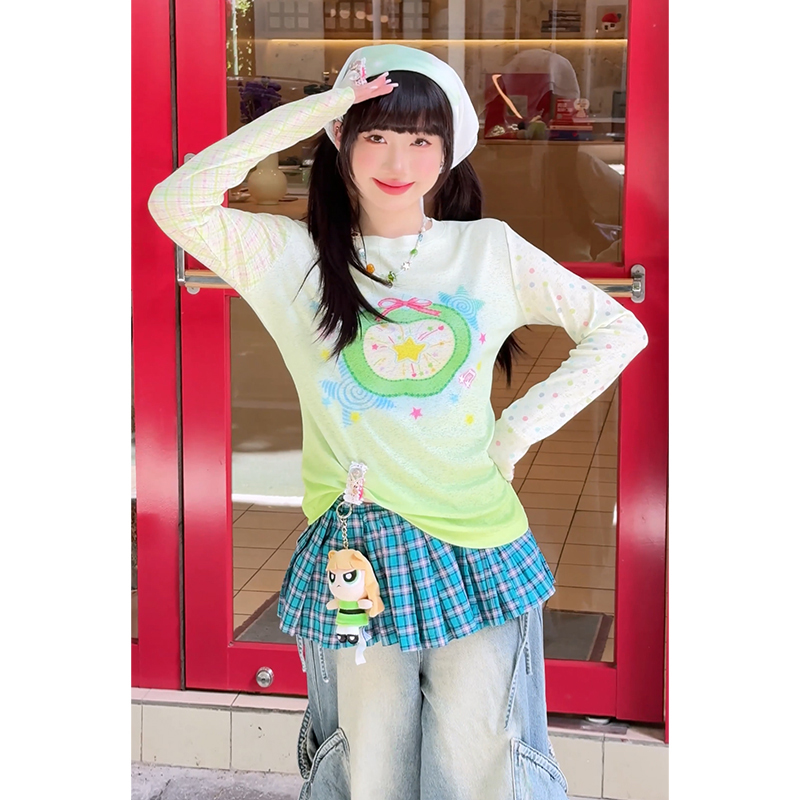 小尼力Y2K轻亚罩衫长袖T恤