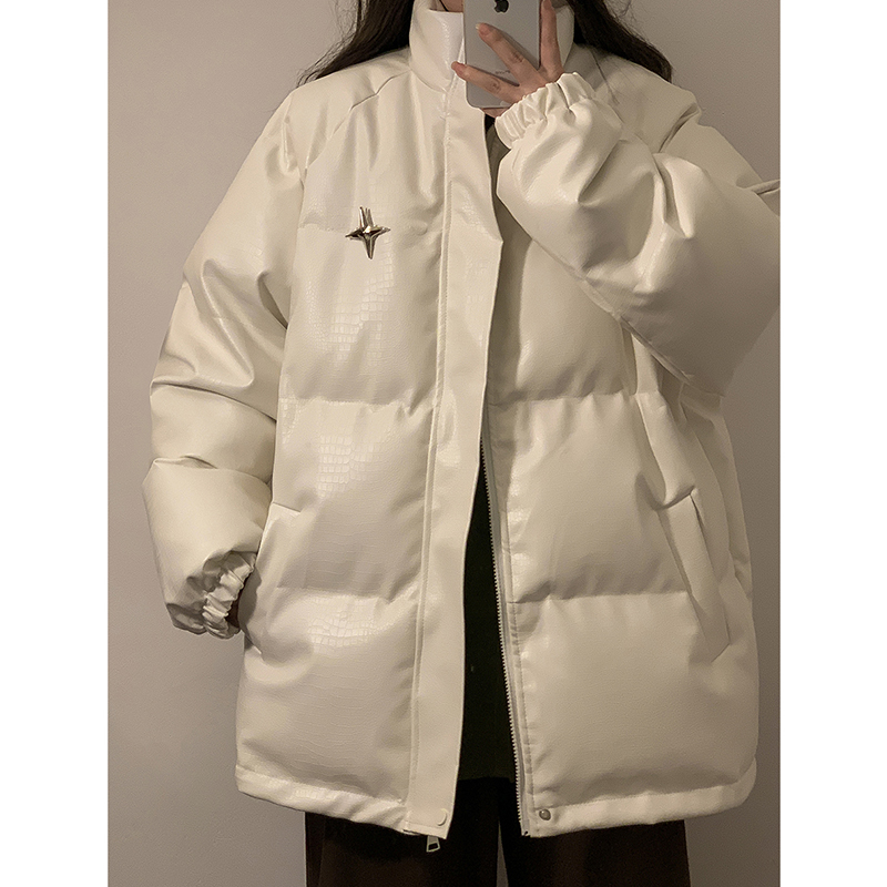 鳄鱼皮pu皮潮牌棉衣外套