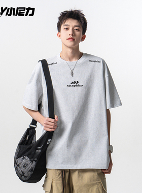 重磅短袖t恤男士2026新款夏季纯棉美式潮牌潮流宽松白色百搭衣服
