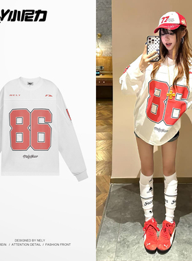 小尼力blockcore速干长袖t恤男女春夏季美式潮牌嘻哈运动上衣球衣