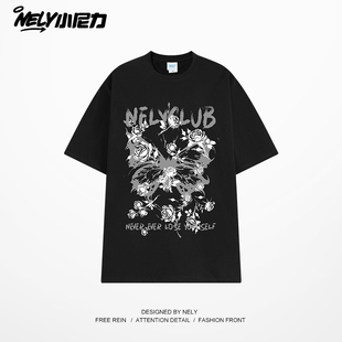 半袖 纯棉短袖 潮流潮牌花卉青少年打底衫 新款 上衣服 男t恤2026夏季