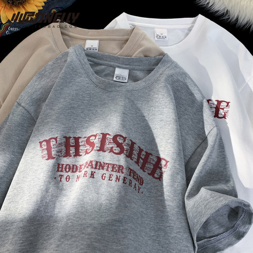 潮流字母印花短袖t恤薄款大码