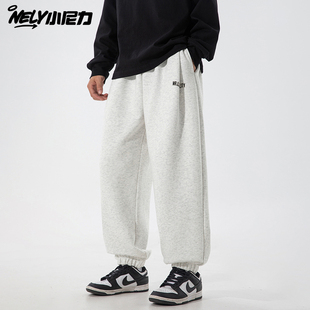 裤子男款秋冬男裤灰色ins直筒裤男士宽松休闲运动裤男生秋季卫裤