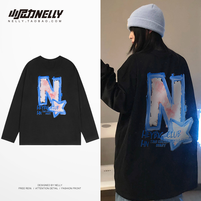 小尼力潮牌宽松男女秋季长袖T恤