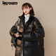 美式 PU皮加厚黑色立领皮衣棉服男女冬季 潮牌百搭机车棉衣