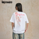 粉色樱花蝴蝶字母Logo印花宽松索罗娜打底衫 T恤 百搭纯棉休闲短袖
