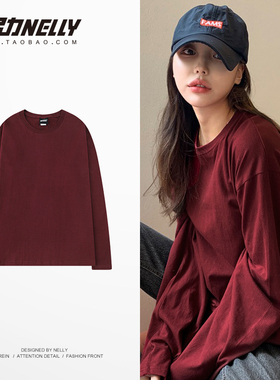 小尼力白色长袖T恤男女潮牌春秋款宽松纯棉打底衫圆领套头上衣bf