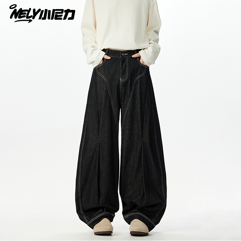 小尼力复古弯刀牛仔长裤