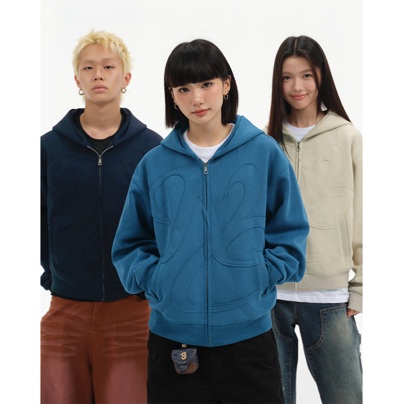 小尼力短款潮牌拉链卫衣