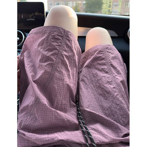 美式复古格纹抽绳阔腿休闲短裤男