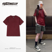 百搭男女情侣装 半袖 上衣 宽松潮流2026新品 港风纯色t恤男潮牌短袖