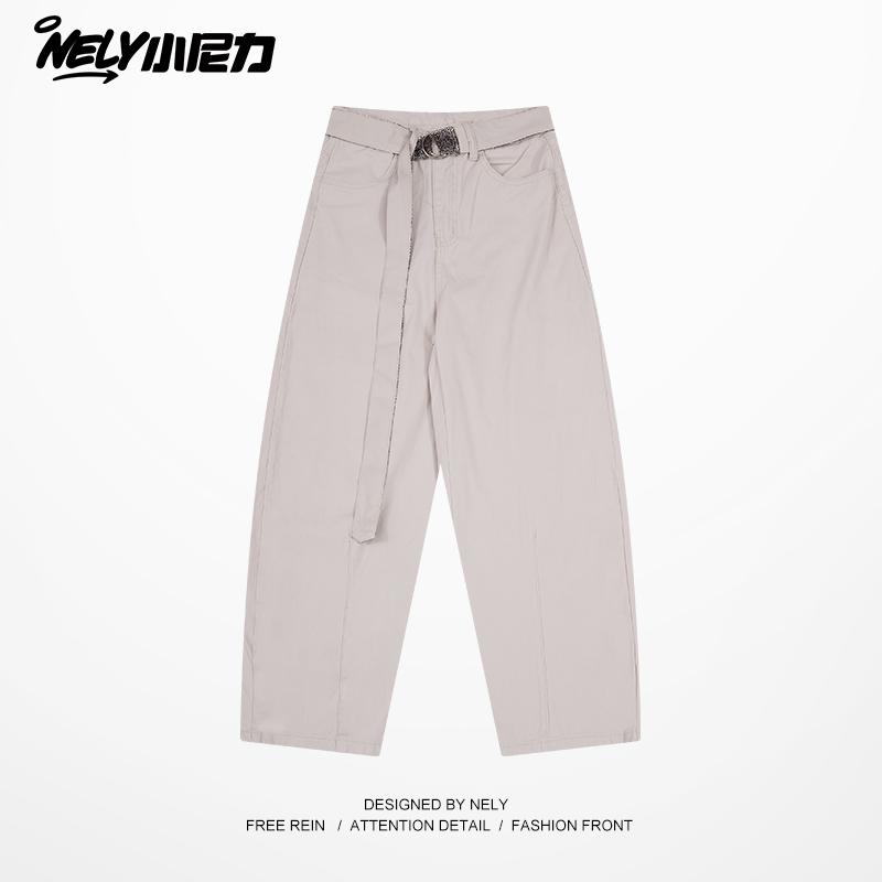 小尼力复古抽绳工装长裤