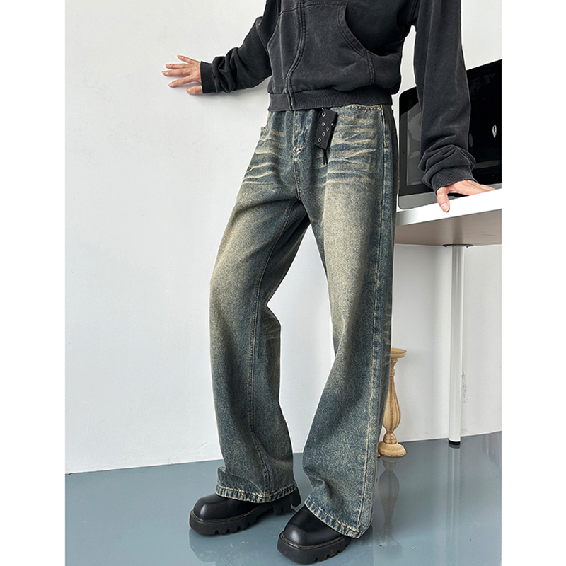 小尼力潮牌牛仔长裤直筒裤