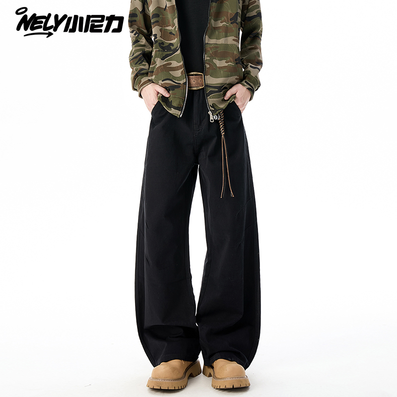 小尼力做旧休闲裤长裤