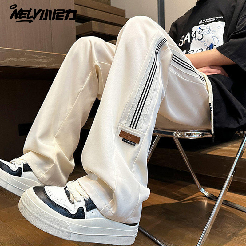 小尼力垂感条纹休闲裤子男春秋