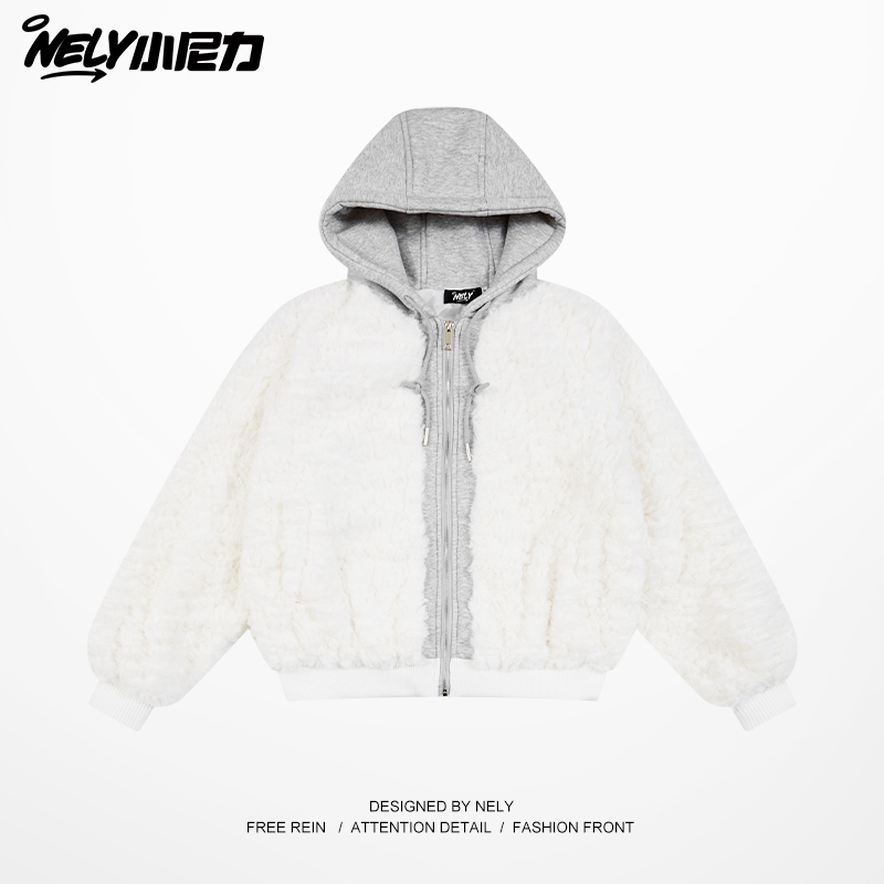 小尼力复古毛绒假两件外套