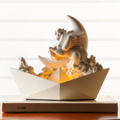 泥想国原创月亮船小夜灯充电卧室睡眠女生高颜值生日礼物氛围灯