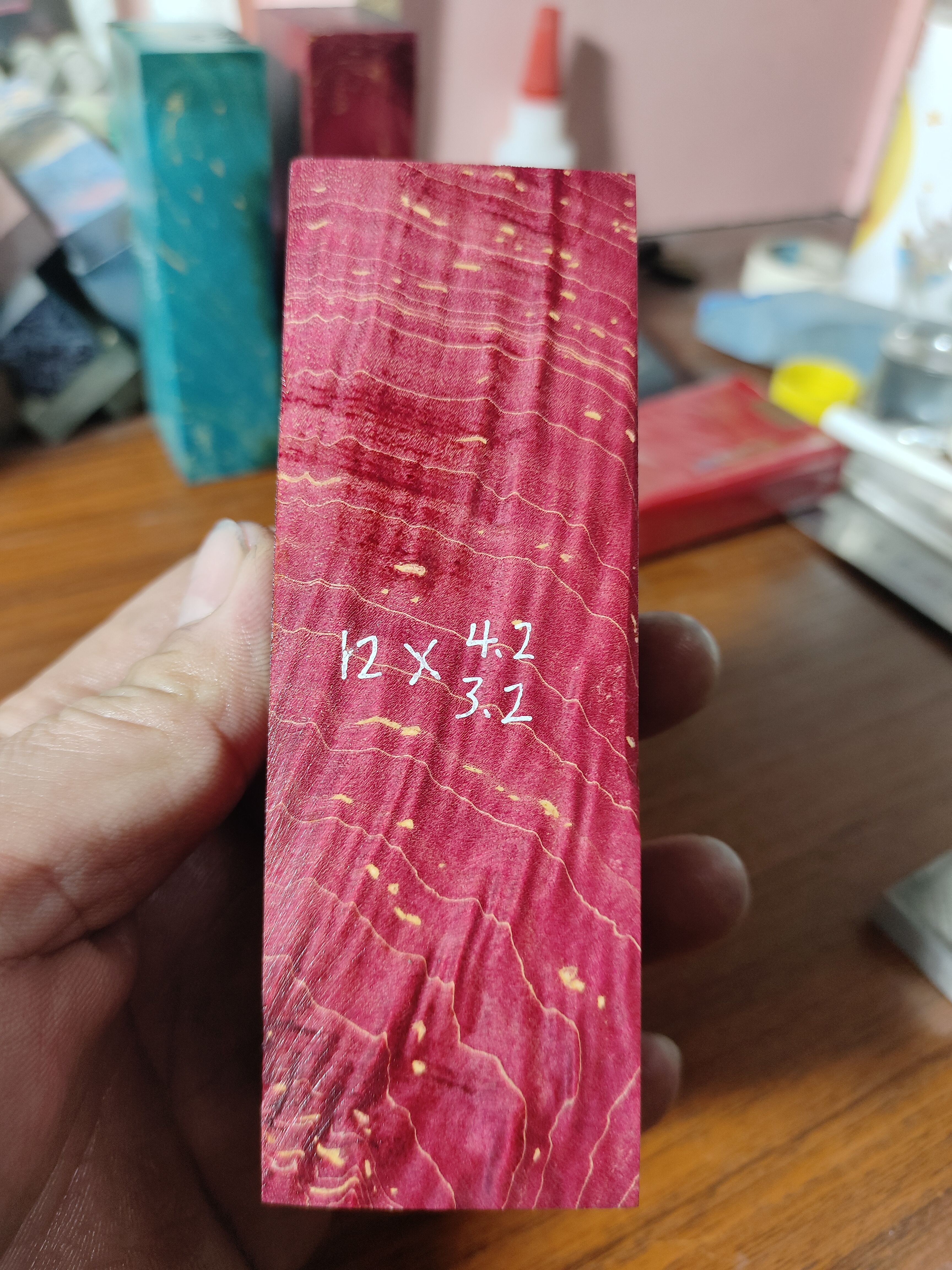 稳定化木稳定化天空蓝粉料固化木料稳定化木刀柄料工艺品木料