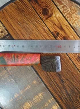 裁皮刀锋利双面开封大马士革龙鳞纹固化木刀柄手工制作皮具刀