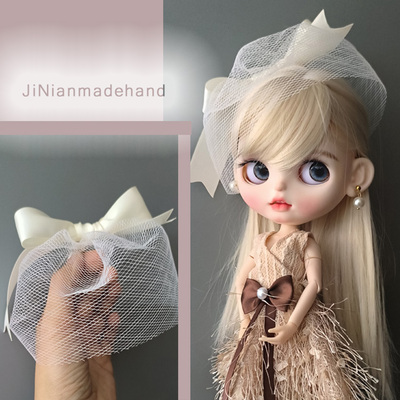 娃娃发饰blythe头饰面纱帽子