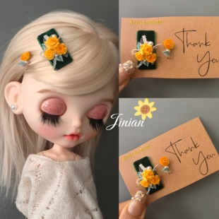 墨绿色BJD发饰 小布发夹 blythe头饰发饰 嘎子姐头饰 zsiga头饰