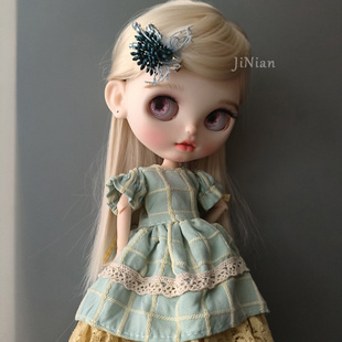 BJD发饰 小布blythe头饰 迷你蓝色椰果小发夹 刘海夹 娃娃道具