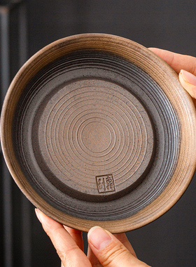 粗陶鎏金壶承原矿老岩泥茶托家用小型干泡盘储水茶台壶垫小茶台