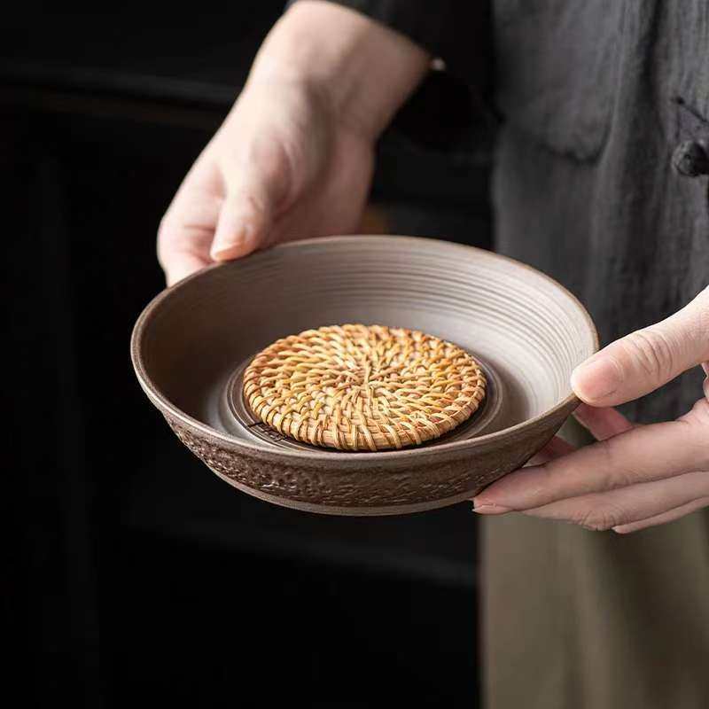 粗陶壶承干泡台陶瓷托底座紫砂壶茶壶垫茶承盘储水养壶茶托盘茶具